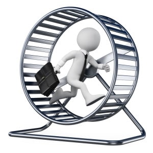 small business owner on hamster wheel